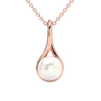 Pompeii3 7mm Pearl Solitaire Pendant 14k Gold 18" Necklace 18mm Tall In Silver