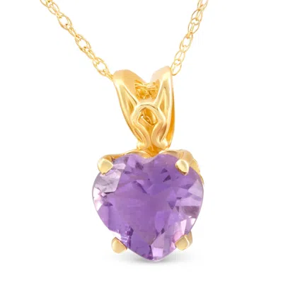 Pompeii3 7mm Women's Heart Pendant In Amethyst 14k White, Rose, Or Yellow Gold Necklace In Purple