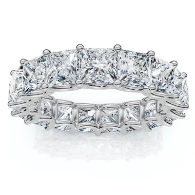 Pompeii3 8 1/2ct U Prong Princess Cut Diamond Eternity Ring 14k Gold Or Pt Lab Grown In Silver