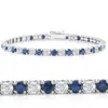 Pompeii3 8 Ct Blue Sapphire & Diamond Tennis Bracelet 14k White Gold In Multi