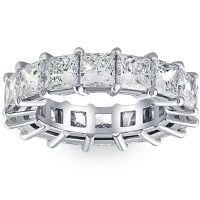 Pompeii3 8 Ct Princess Cut Diamond Eternity Ring White, Yellow, Or Rose Gold Lab Grown In Silver