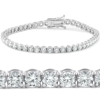 Pompeii3 8 Tcw 14k White Gold Round Diamond Tennis Bracelet Lab Grown In Silver