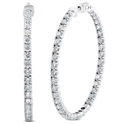 Pompeii3 8.00ct 2" Diamond Inside Outside Hoops 14k White Gold Lab Grown In Silver