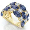 Pompeii3 8.50ct Blue Sapphire Wide Anniversary Ring 14k Gold Lab Grown Ef/vs In Gold