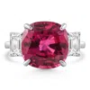 Pompeii3 8.50ct Cushion Ruby & Emerald Cut Diamond Ring 14k White Gold Lab Grown Size: 5.5 In Metallic