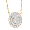 Pompeii3 .85ct Oval Cluster Diamond Halo Pendant Women's Yellow Gold Necklace 14mm Tall In Multi