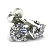 Pompeii3 .85ct Round Brilliant Cut Natural Diamond Stud Earrings In 14k Gold Classic Setting In Silver