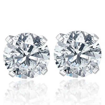 Pompeii3 .85ct Round Brilliant Cut Natural Quality Si1-si2 Diamond Stud Earrings In 14k Gold Classic Setting In White