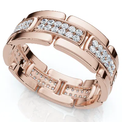 Pompeii3 .85ct Tw Round Diamond Mens Link 8mm Wedding Band Gold Polished Ring Lab Grown In Orange