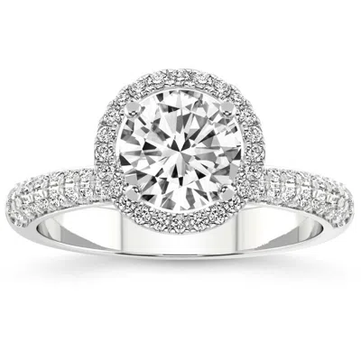 Pompeii3 .86ct Pave Diamond Halo Engagement Ring Lab Grown White, Yellow, Or Rose Gold In Multi