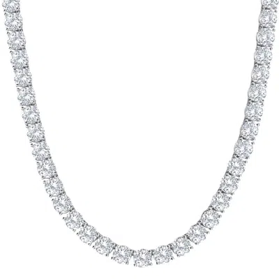 Pompeii3 87.80ct Tw Diamond Tennis Necklace 14k White Gold 18" Lab Grown In Metallic