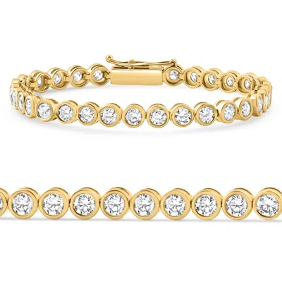 Pompeii3 8ct Bezel Diamond Tennis Bracelet Yellow Gold Lab Grown Size: 7