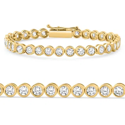 Pompeii3 8ct Bezel Diamond Tennis Bracelet Yellow Gold Lab Grown Size: 7