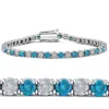 Pompeii3 8ct Blue & White Diamond Tennis Bracelet 14k White Gold 7" In Blue