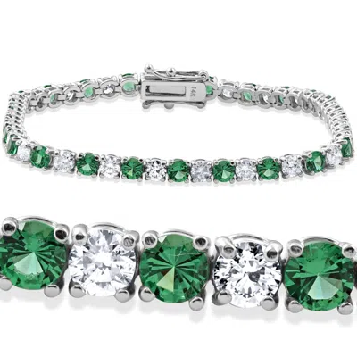 Pompeii3 8ct Emerald & Diamond Tennis Bracelet 14k White Gold 7" In Multi