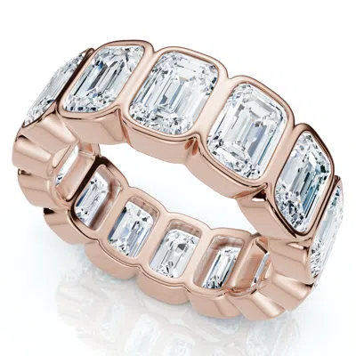Pompeii3 8ct Emerald Cut Bezel Diamond Eternity Band 14k Gold/pt Wedding Ring Lab Grown In Multi