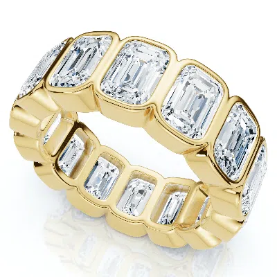 Pompeii3 8ct Emerald Cut Bezel Diamond Eternity Band 14k Gold/pt Wedding Ring Lab Grown