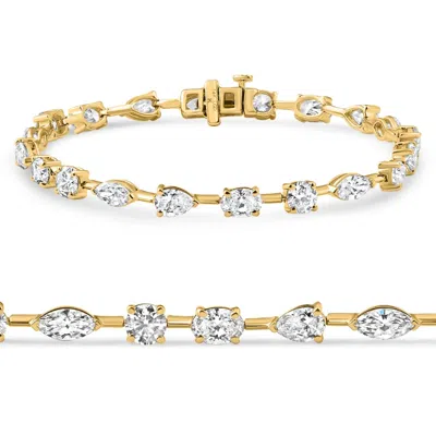Pompeii3 8ct Mixed Cut Diamond Tennis Bracelet 7" 14k Yellow Gold Lab Grown