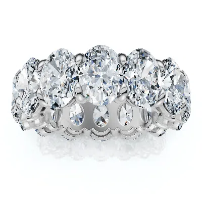 Pompeii3 8ct Oval Diamond Eternity Ring 14k Gold Platinum Band Lab Grown In Silver