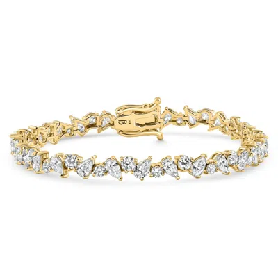 Pompeii3 8ct Pear & Round Diamond Tennis Bracelet 14k Gold 7" Lab Grown