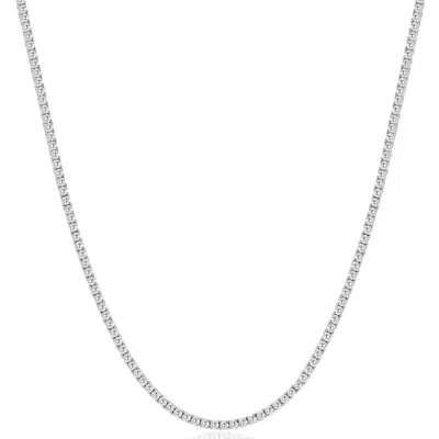 Pompeii3 8ct Tw Diamond Tennis Necklace 4-prong 14k White Gold 16" Lab Grown In Silver