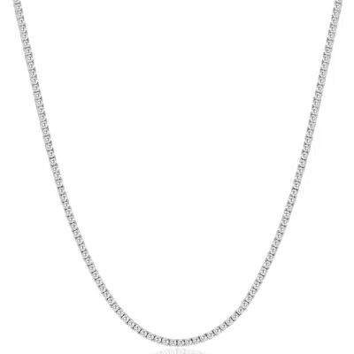 Pompeii3 8ct Tw Diamond Tennis Necklace 4-prong 14k White Gold 16" Lab Grown In Silver