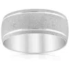 Pompeii3 8mm 14k White Gold Brushed Two Line Ring Mens Wedding Band In Multi