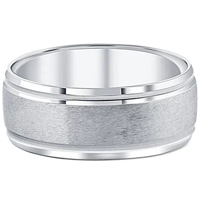Pompeii3 8mm Brushed Mens Wedding Band 10k White Gold Size Selectable In Multi