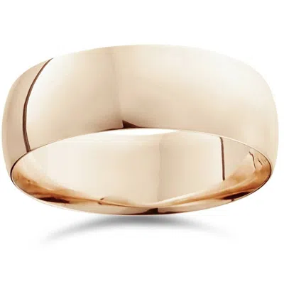 Pompeii3 8mm Dome High Polished Comfort Fit Wedding Plain Band 14k Rose Gold Size Selectable