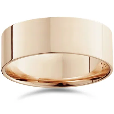Pompeii3 8mm Flat High Polished Comfort Fit Plain Wedding Band 14k Rose Gold Ring Size Selectable In Multi