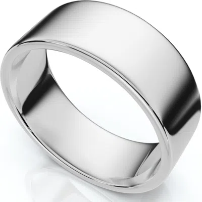 Pompeii3 8mm Flat High Polished Comfort Fit Plain Wedding Band 14k White Gold Ring Size Selectable In Silver