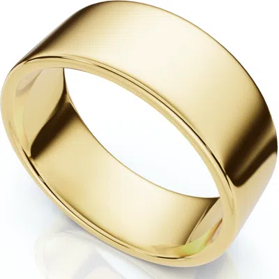 Pompeii3 Mens 8mm 14k Yellow Gold Comfort Fit Flat Wedding Band Size Selectable In Pink