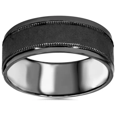 Pompeii3 8mm Hammered 10k Black Gold Mens Wedding Band Size Selectable In Multi
