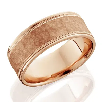 Pompeii3 8mm Hammered Mens Wedding Band 14k Rose Gold Size Selectable In Multi