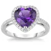 Pompeii3 8mm Heart Amethyst & Diamond Ring In 14k White Gold In White