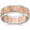 Pompeii3 8mm Mens Two Tone 14k Rose Gold Diamond Wedding Band In Silver