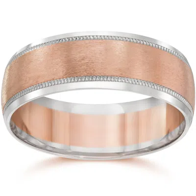 Pompeii3 8mm Mens Two Tone 14k Rose Gold Wedding Band In Multi