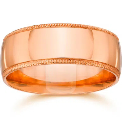 Pompeii3 8mm Milgrain 14k Rose Gold Polished Wedding Band Size Selectable In Multi