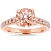 Pompeii3 8mm Morganite & 1/4 Carat Diamond 14k Rose Gold Engagement Ring (1 3/4tw) Women In Multi