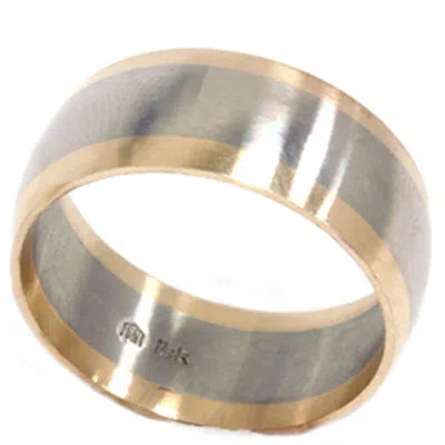 Pompeii3 8mm Satin Finish Mens Two Tone Wedding Band 14k White Yellow Gold Ring In Multi