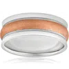 Pompeii3 8mm Wide Mens Two Tone 14k White & Rose Gold Brushed Wedding Ring In Multi