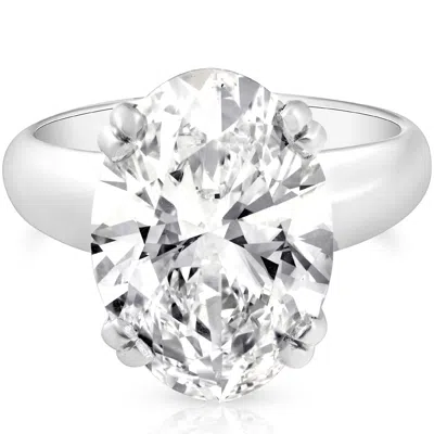 Pompeii3 9 1/2 Ct Oval Moissanite Solitaire Engagement Ring Heavy White Gold Wide Setting In Silver
