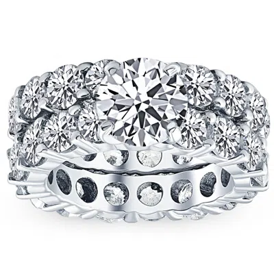 Pompeii3 9 1/2ct Diamond Eternity Engagement Ring Wedding Set 14k White Gold In Multi