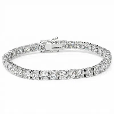 Pompeii3 9 Ct Round Lab Grown Diamond Tennis Bracelet 14k White Gold 7" In Metallic