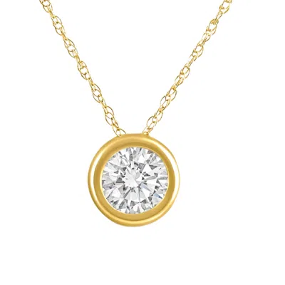 Pompeii3 .90ct Diamond Bezel Pendant Solitaire Necklace 14k Yellow Gold Lab Grown In Silver