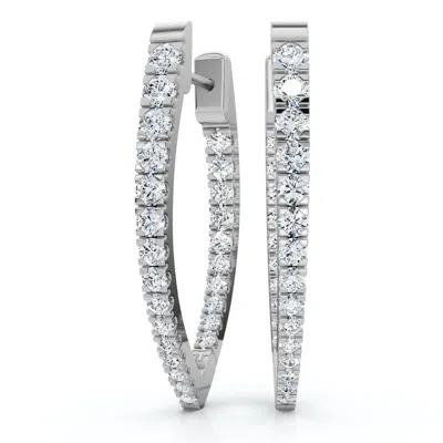 Pompeii3 .90ct Diamond Hoops Inside Outside Gold Lab Grown 1" Tall In Multi