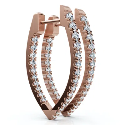 Pompeii3 .90ct Diamond Hoops Inside Outside Gold Lab Grown 1" Tall