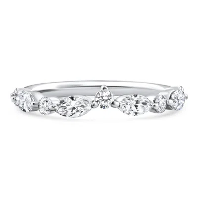 Pompeii3 .90ct Marquise Curved Diamond Wedding Ring 14k Gold Or Platinum Lab Grown In Silver