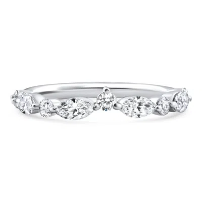 Pompeii3 .90ct Marquise Curved Diamond Wedding Ring 14k Gold Or Platinum Lab Grown In Multi