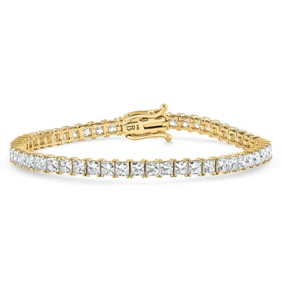 Pompeii3 9.20ct Princess Cut Diamond 7" Tennis Bracelet 14k Gold Lab Grown